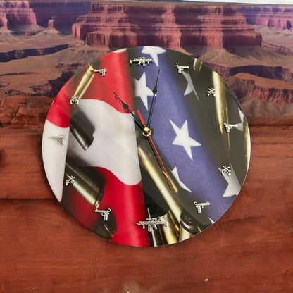 14” Patriotic Gun Clock - Resin River Boards